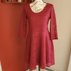 Xhilaration Scoop Neck Dress, Wine, Medium